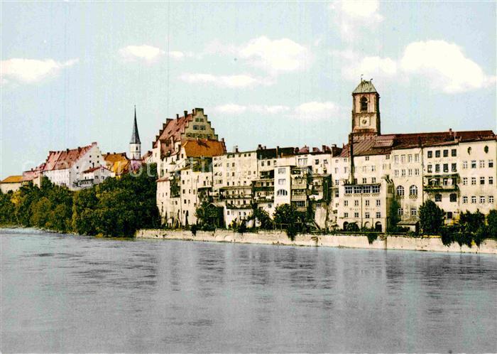Wasserburg Inn Blick vom Fluss zur Stadt