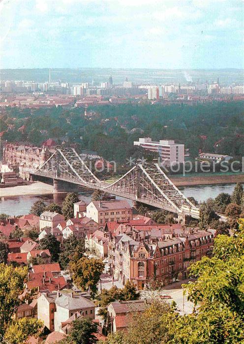DRESDEN Elbe Blick zum Blauen Wunder