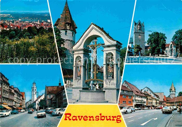 Ravensburg Wuerttemberg Panorama Stadttor Kreuz