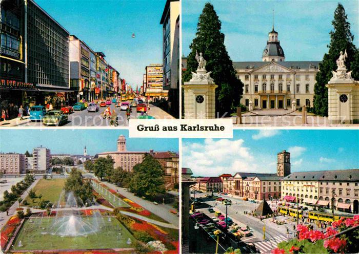 Karlsruhe Baden Kaiserstrasse Schloss Wasserspiele Marktplatz