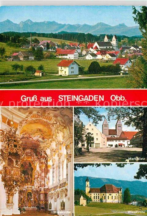 Steingaden Oberbayern Marktplatz Wieskirche Inneres und Aussenansicht