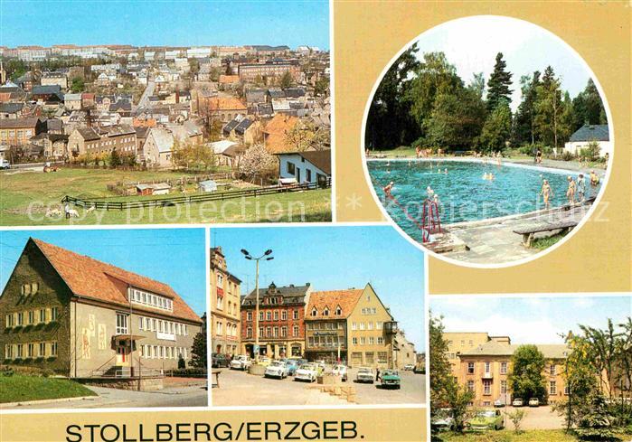 Stollberg Erzgebirge Panorama Freibad Haus der Gewerkschaften Markt Kulturhaus