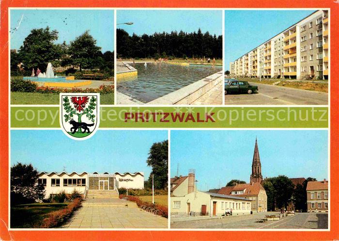 Pritzwalk Springbrunnen am PdF Bad Neubauten Stadt und Kreisbibliothek Platz der
