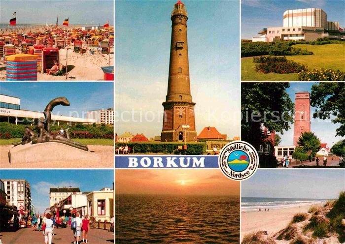 BORKUM Nordseebad Niedersachsen Strand Skulptur Leuchtturm Hotel Strand