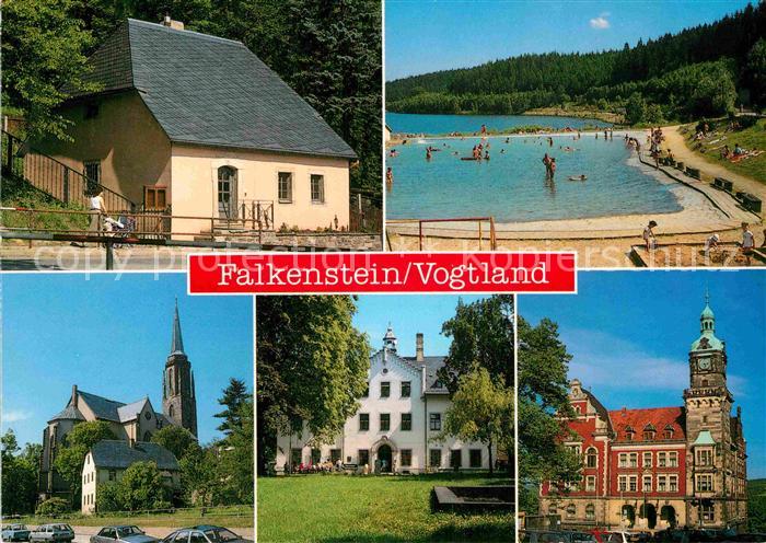 Falkenstein Vogtland Totenhaeusl Talsperre Falkenstein Kirche zum Hl Kreuz Schlo