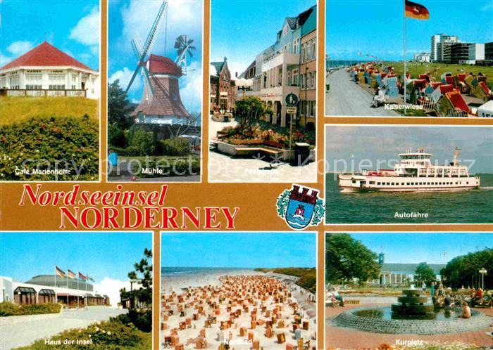 Norderney Nordseebad Cafe Marienhoehe Muehle Kaiserwiese Autofaehre Haus der Ins