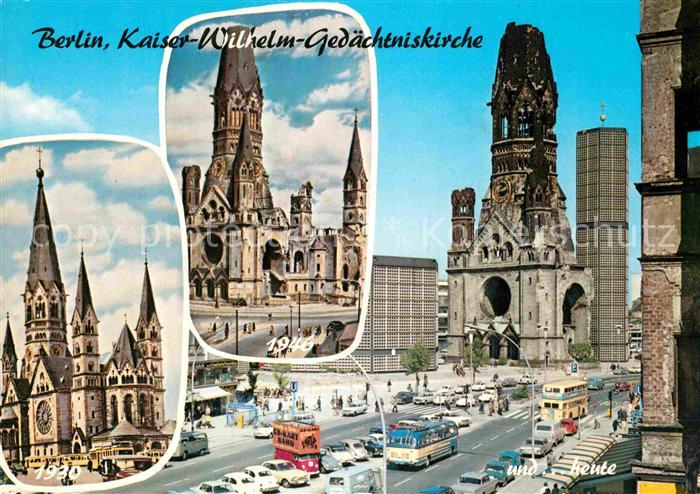 BERLIN  CITY Kaiser Wilhelm Gedaechtniskirche 1936 1946 und heute