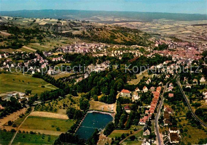 Bad Orb Fliegeraufnahme Kurviertel mit Schwimmbad