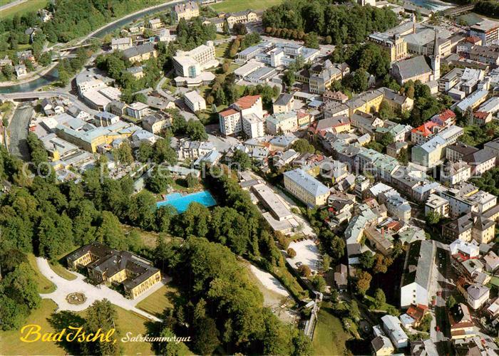 Bad Ischl Salzkammergut Fliegeraufnahme mit Freibad und Kaiservilla