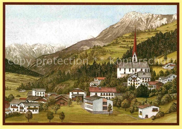 Oetz mit Tschirgant Kuenstlerkarte