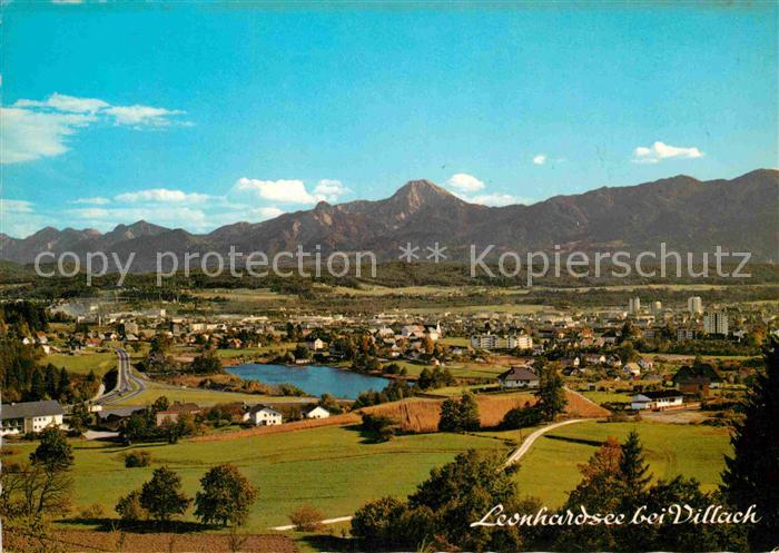 Villach Kaernten Leonhardsee mit Mittagskogel