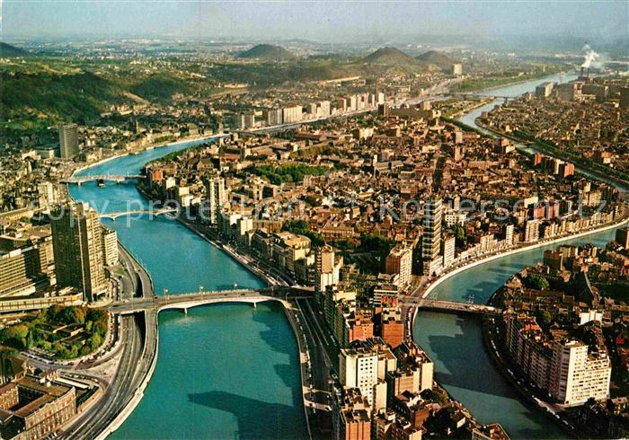 Liege Luettich Fliegeraufnahme mit Bruecken