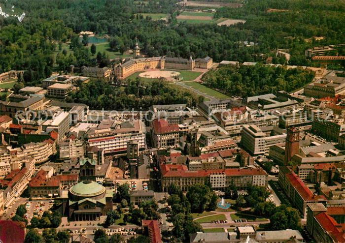 Karlsruhe Baden Stadtbild mit Schloss Fliegeraufnahme