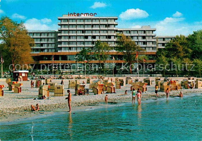 Gluecksburg Ostseebad Strand mit Intermar Hotel Gluecksburg
