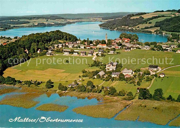 Mattsee Salzburg Fliegeraufnahme mit Ober und Niedertrumersee