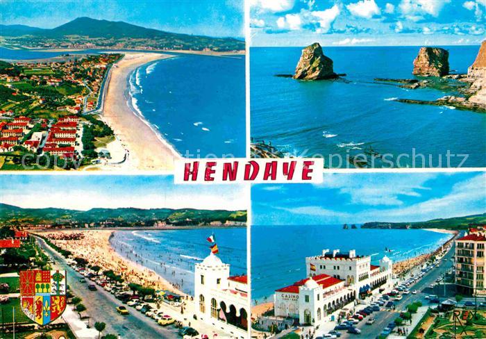 Hendaye Pyrenees Atlantiques La Plage Les Deux Jumeaux Le Casino
