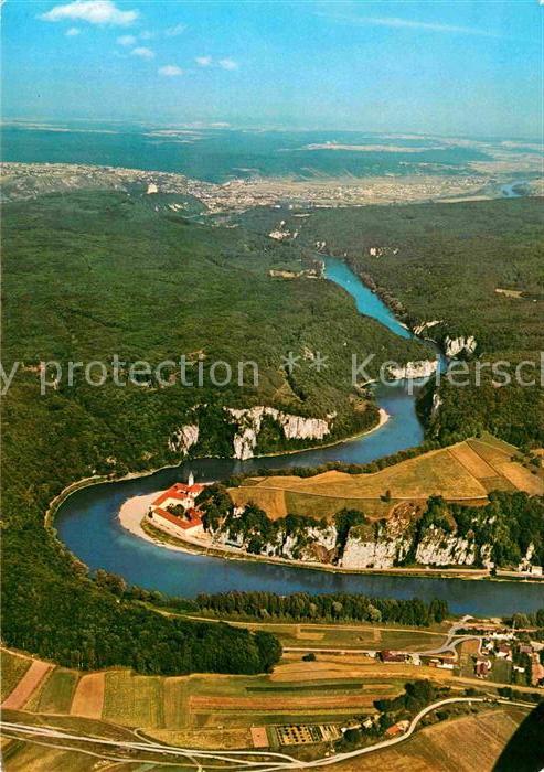 Kelheim Kloster Weltenburg mit Donaudurchbruch Befreiungshalle Fliegeraufnahme