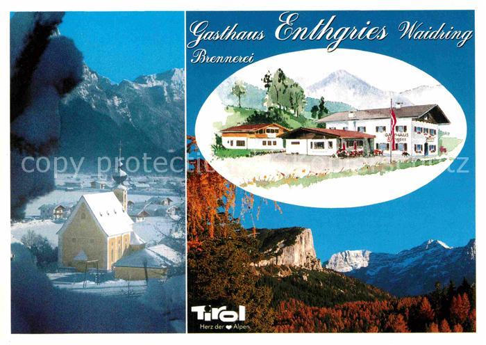 Waidring Tirol Brennerei und Gasthaus Enthgries Kirche Alpenpanorama