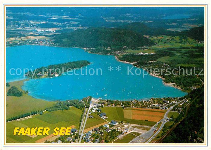 Faakersee Sandbank Strandcamping Strandbaeder Insel Fliegeraufnahme