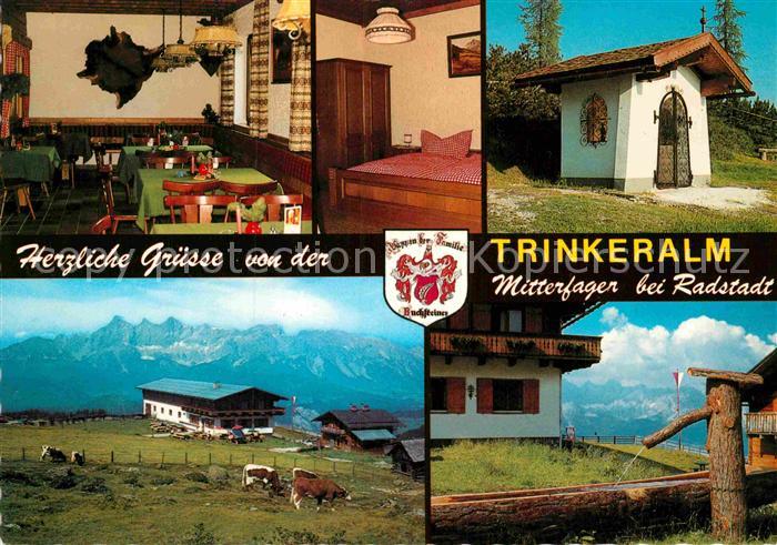 Radstadt Trinkeralm Kapelle Blick zum Dachsteingebirge Almbrunnen