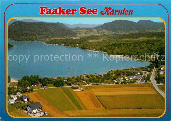 Faak am See Finkenstein Faaker See Sandbank Aussichtsberg Tabor Fliegeraufnahme