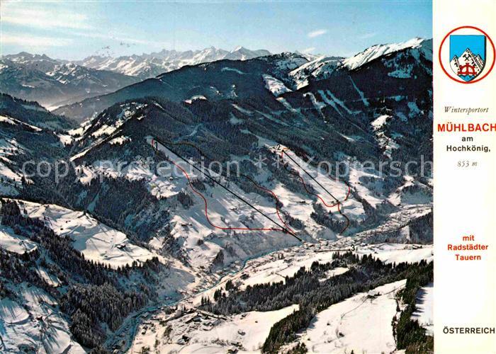 Muehlbach Hochkoenig Wintersportplatz mit Radstaedter Tauern Fliegeraufnahme