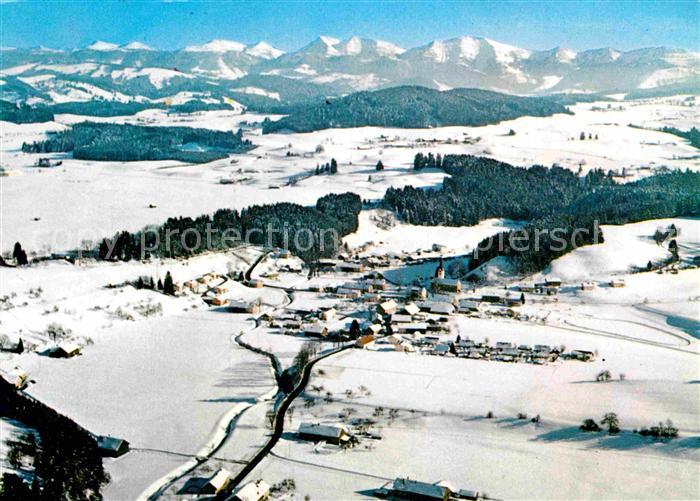 Roethenbach Allgaeu Winterpanorama mit Nagelfluhkette Fliegeraufnahme