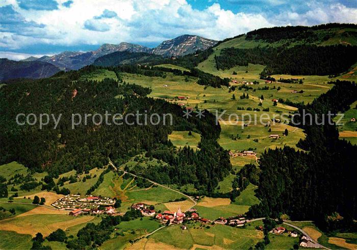 Aach Oberstaufen mit Hochgrat Allgaeuer Alpen Fliegeraufnahme