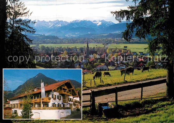 Burgberg Allgaeu Hotel Gasthof Loewen Ortsansicht mit Alpenpanorama