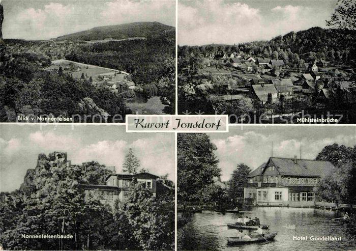 Jonsdorf Muehlsteinbruecke Blick vom Nonnenfelsen Hotel Gondelfahrt
