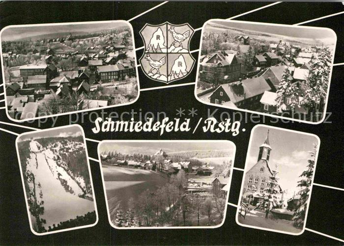 Schmiedefeld Rennsteig Rathaus Teilansicht Sprungschanze