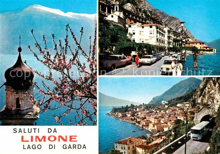 Limone sul Garda Uferstrasse Kirchturm Teilansicht mit Tunnel