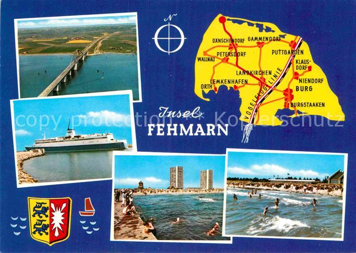 Fehmarn Landkarte Fliegeraufnahme Bruecke Faehre Strand