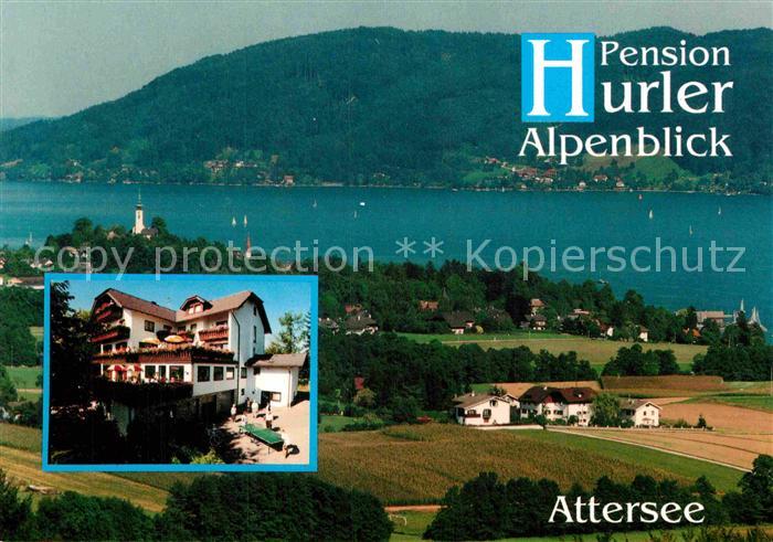 Attersee Fliegeraufnahme Pension Hurler Alpenblick