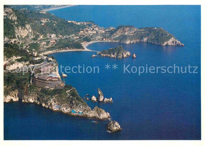 Taormina Sizilien Fliegeraufnahme Cap und Insel Bella