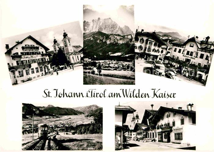 St Johann Tirol Bergbahn Kirche Gasthaus Post und Baeren