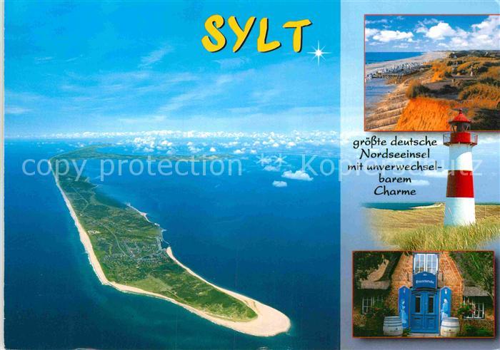 Sylt Fliegeraufnahme Strand Duene Leuchtturm