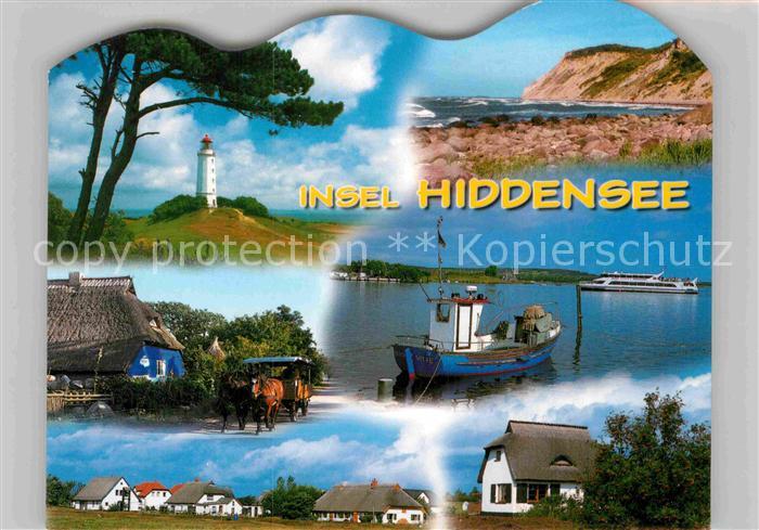 Insel Hiddensee Fischerboot Leuchtturm Pferdekutsche Steilkueste