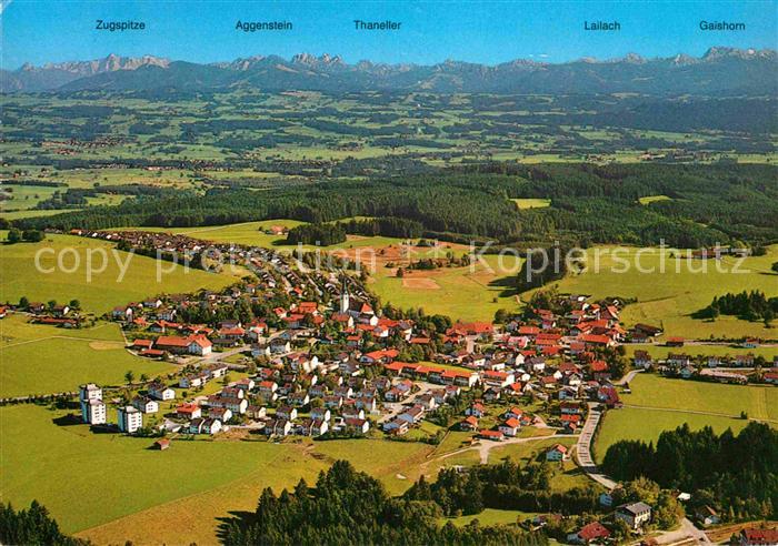 Buchenberg Allgaeu Alpenkette Fliegeraufnahme