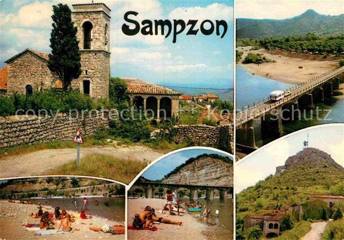 Sampzon Village et Rocher de Sampzon Strand Bruecke