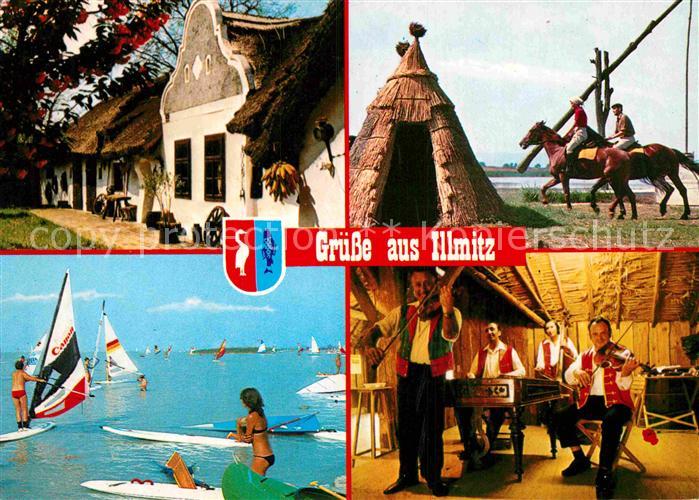 Illmitz Schilfgedecktes Barockgiebelhaus Reiter mit Ziehbrunen Seestrandbad Illm