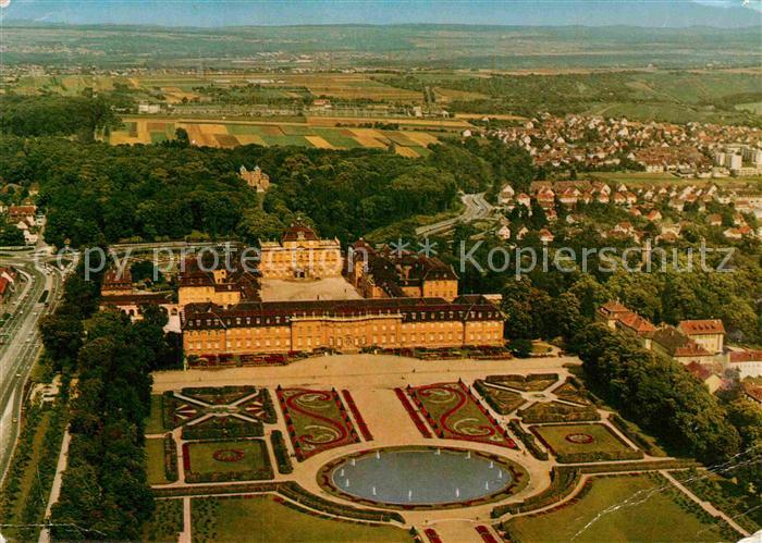 Ludwigsburg Wuerttemberg Residenzschloss mit Schloss Favorite Fliegeraufnahme