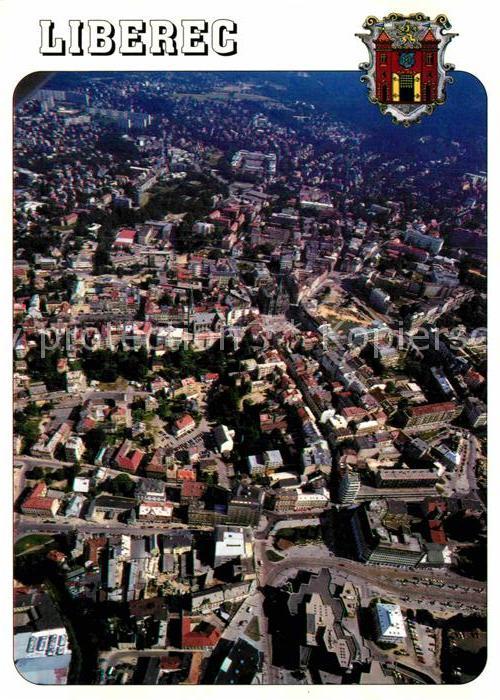 Liberec Zentrum Wappen Fliegeraufnahme