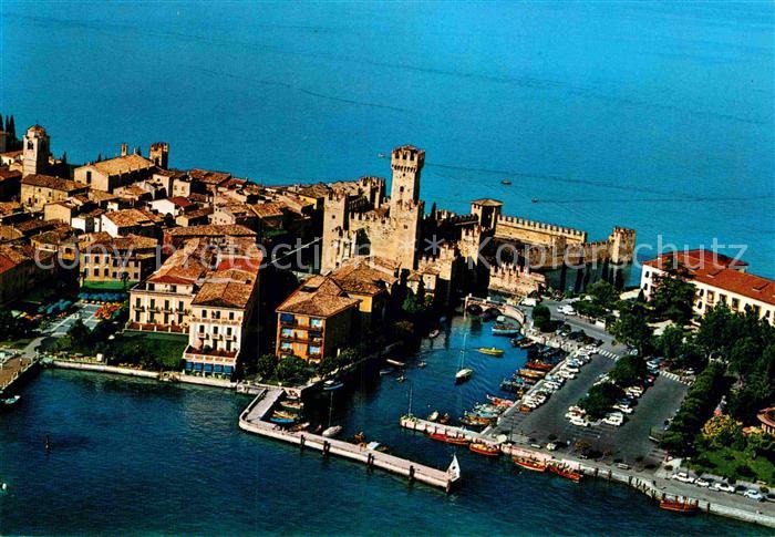 Sirmione Lago di Garda Castello Schloss Gardasee Fliegeraufnahme