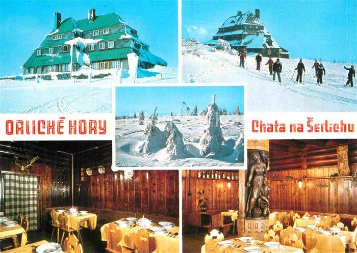 Destne Chata na Serlichu Berghotel Adlergebirge Winterpanorama
