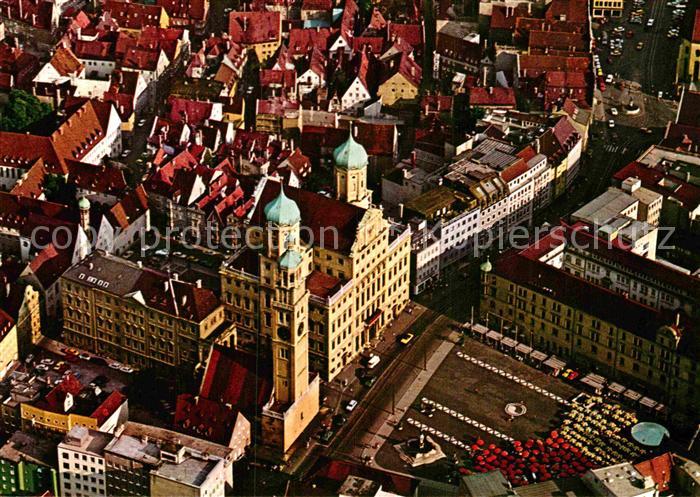 Augsburg Fliegeraufnahme mit Rathaus und Perlachturm