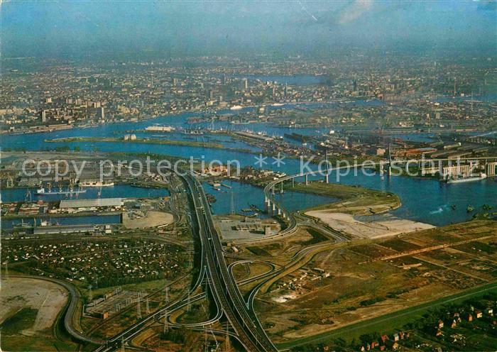 HAMBURG  CITY Koehlbrandbruecke und Hafen Fliegeraufnahme