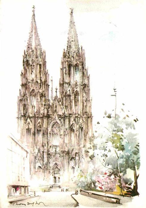 Koeln Rhein Dom Illustration