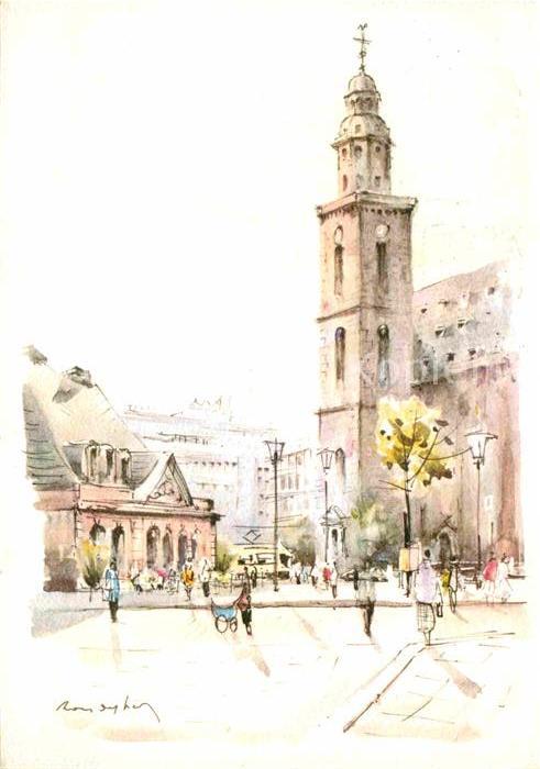 Frankfurt Main Stadtmotiv Illustration