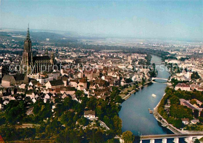 Ulm Donau mit Muenster Fliegeraufnahme